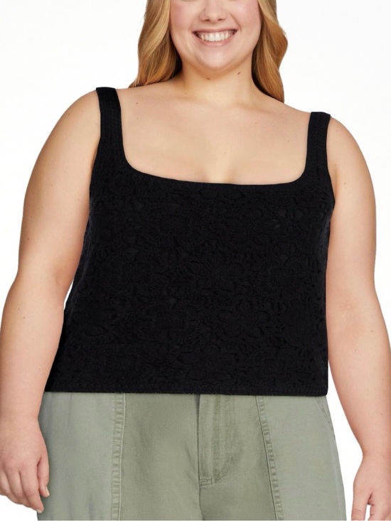 Scoop Tops - Scoop Plus Size Black Lace Square-Neck Camisole 
Size XL